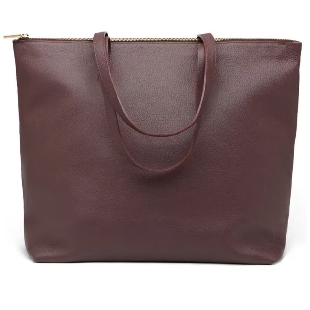 Cuyana Burgundy Classic Zippered Tote with Bag Organizer